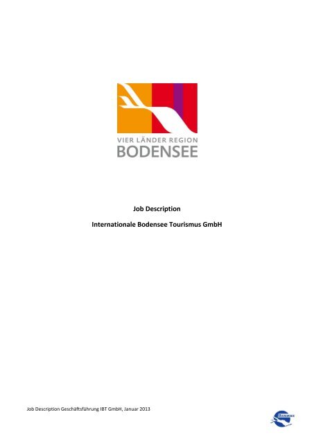 Job Description Internationale Bodensee Tourismus GmbH