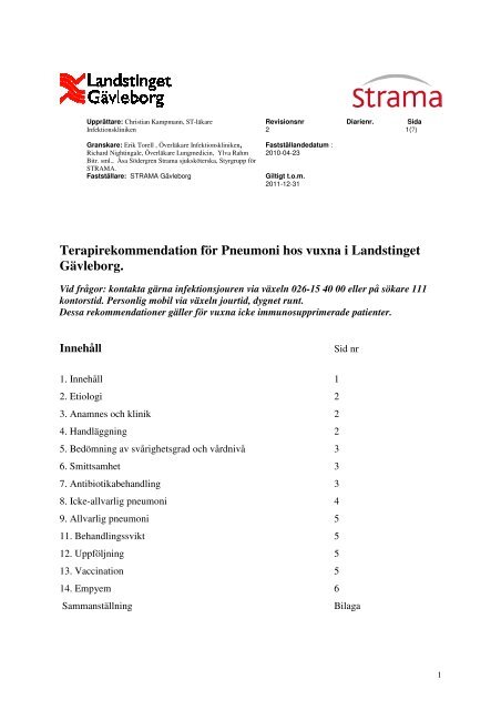 Terapirekommendation fÃ¶r Pneumoni hos vuxna i Landstinget ...