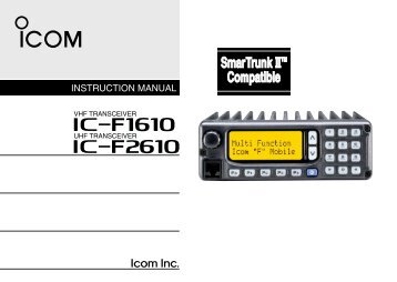 IC-F1610/F2610 instruction Manual - Icom France