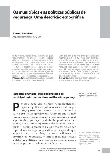 Os municÃ­pios e as polÃ­ticas pÃºblicas de seguranÃ§a: Uma ... - Dilemas