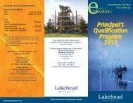 PQP 2013 Brochure - Faculty of Education - Lakehead University