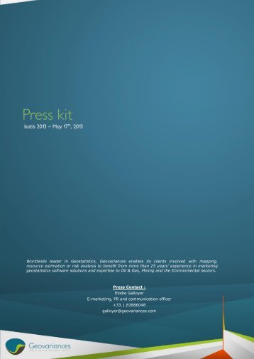 Isatis 2013 - Press Kit - Geovariances