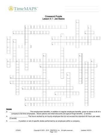 Timemaps Crossword Puzzle of terms Job Basics