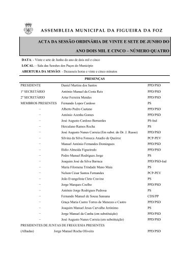 assembleia municipal da figueira da foz acta da sessÃƒÂ£o ordinÃƒÂ¡ria de ...