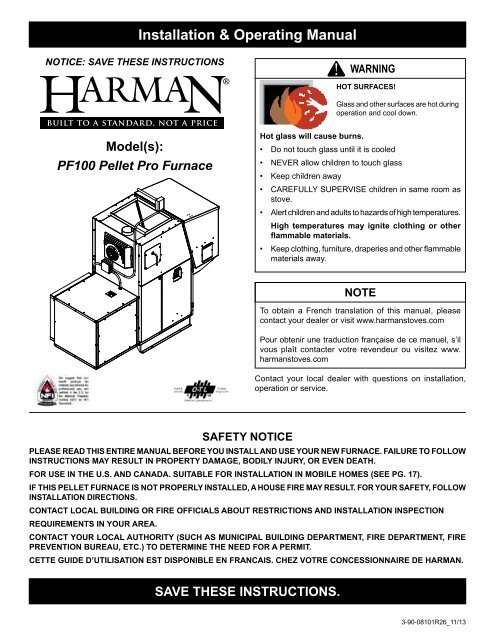 PF100 Pellet Pro Furnace - Hearth u0026amp; Home Technologies