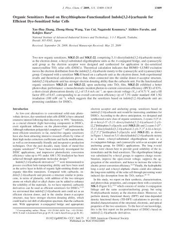 Organic Sensitizers Based on Hexylthiophene-Functionalized Indolo ...