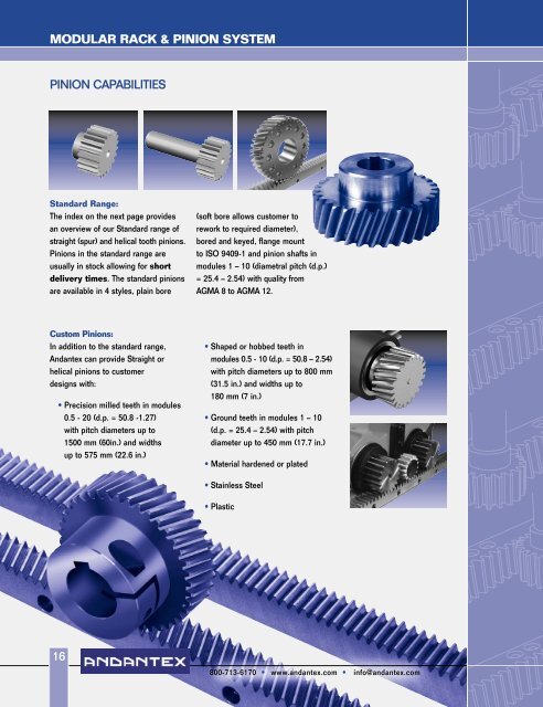 MODULAR RACK & PINION SYSTEM - Andantex USA Inc.