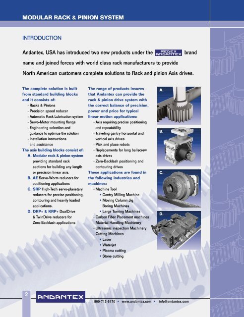 MODULAR RACK & PINION SYSTEM - Andantex USA Inc.