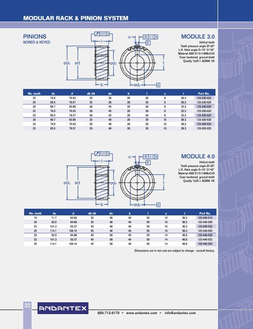 MODULAR RACK & PINION SYSTEM - Andantex USA Inc.