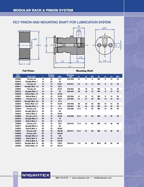 MODULAR RACK & PINION SYSTEM - Andantex USA Inc.