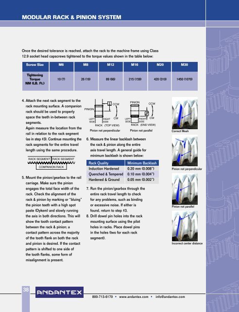 MODULAR RACK & PINION SYSTEM - Andantex USA Inc.