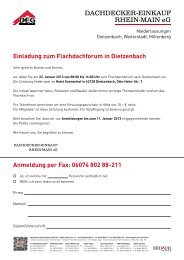Einladung zum Flachdachforum in Dietzenbach Anmeldung per Fax ...