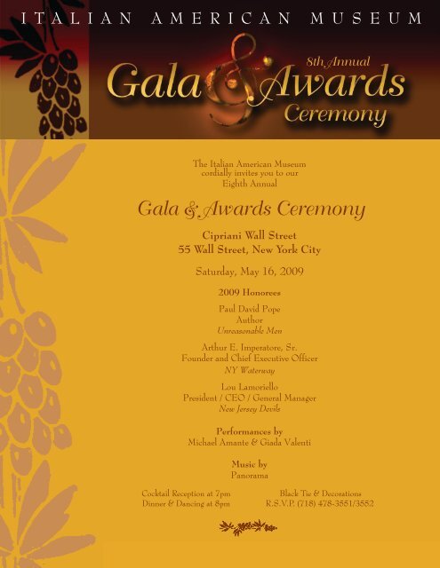 Gala & Awards Ceremony - Italian American Museum