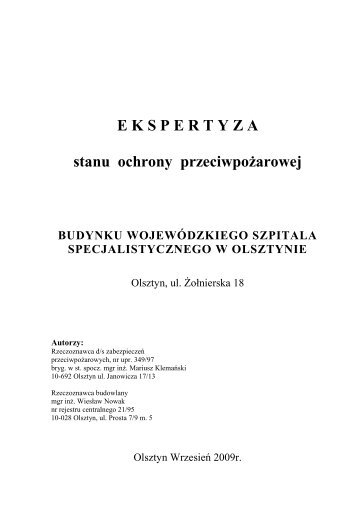 Ekspertyza szpital WojewÃ³dzki - WojewÃ³dzki Szpital Specjalistyczny ...