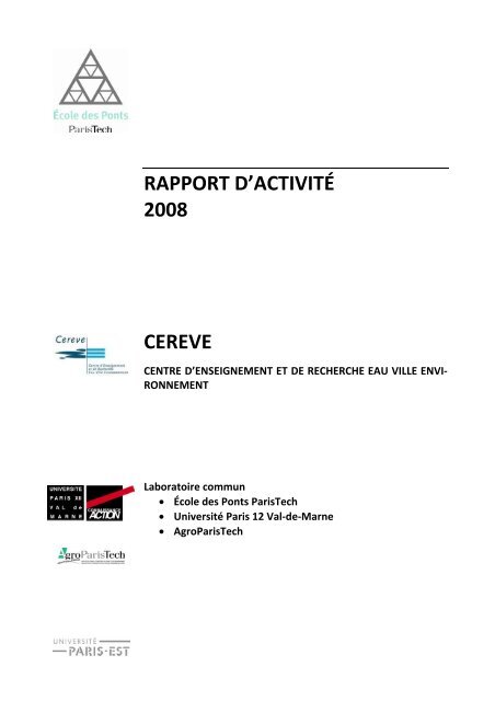 RAPPORT D'ACTIVITÃ 2008 CEREVE - LEESU - UniversitÃ© Paris-Est