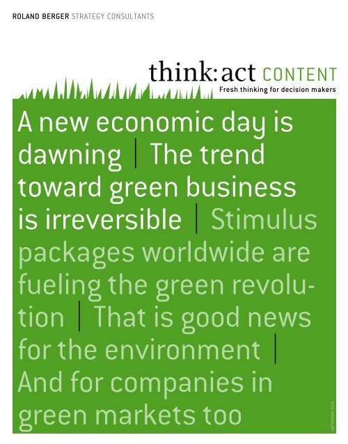 A new economic day is dawning | The trend toward green business ...