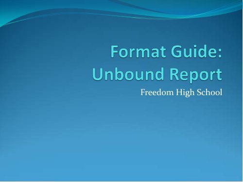 Format Guide: Unbound Report