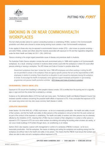 Smoking in or near Commonwealth workplaces [PDF ... - Comcare