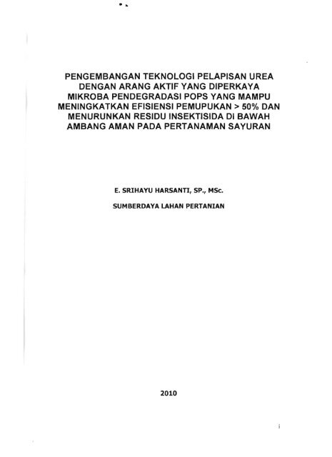 Pengembangan Teknologi Pelapisan Urea dengan ... - KM Ristek