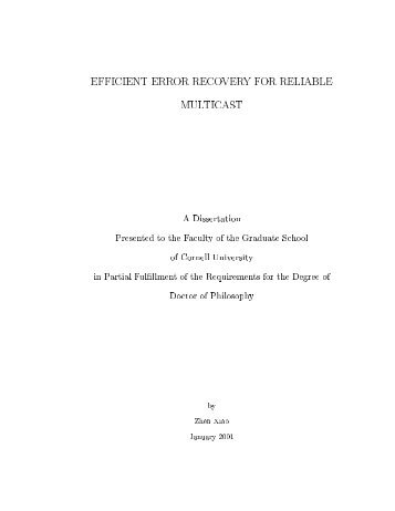 EFFICIENT ERROR RECOVERY FOR RELIABLE ... - Zhen Xiao