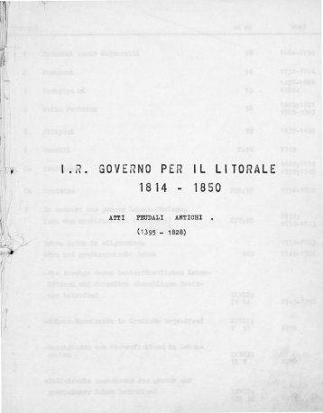 Governo del Litorale in Trieste - Atti feudali antichi (1395 - 1828)