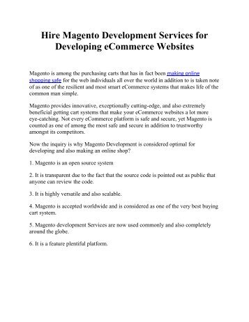 Hire Magento Development Services for Developing eCommerce Websites