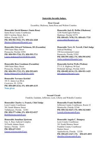 Statewide Juvenile Judges - Florida Department of Juvenile Justice