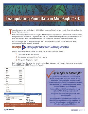 Triangulating Point Data in MineSight 3D (October 2009)