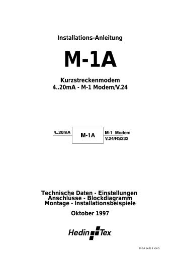 M-1 Modem/V.24 Technische Daten - Hedin Tex GmbH