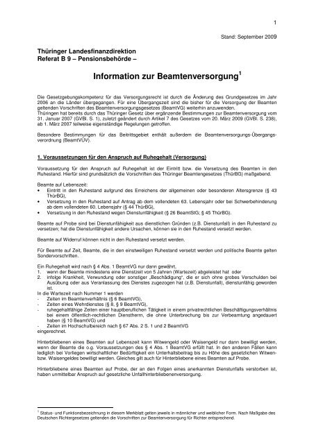 Information zur Beamtenversorgung