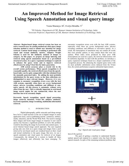 An Improved Method for Image Retrieval Using Speech ... - ijcsmr