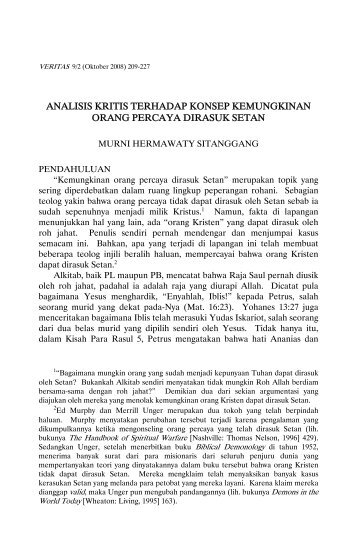 analisis kritis terhadap konsep kemungkinan orang percaya ... - SAAT