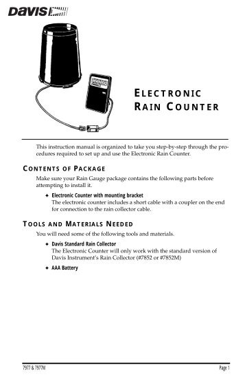 Electronic Rain Counter Manual - Davis Instruments Corp.