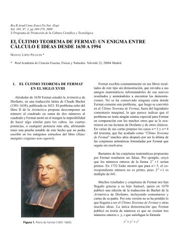 el ÃƒÂºltimo teorema de fermat - Real Academia de Ciencias Exactas ...