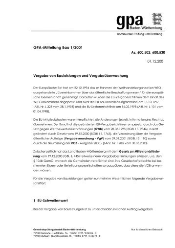 Vergabe von Bauleistungen und VergabeÃ¼berwachung