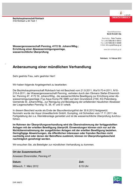 Bezirkshauptmannschaft Rohrbach Fischereirevier Rohrbach