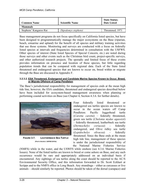 Chapter 3 - Natural Resources - Marine Corps Base Camp Pendleton