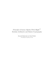 Principles of Linear Algebra With Maple Modular Arithmetic and ...