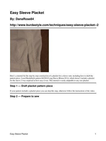 Easy Sleeve Placket - BurdaStyle.com