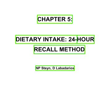 Chapter 5: dietary intake: 24-hour recall method - SA HealthInfo