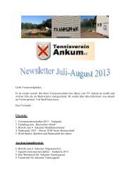 Vereinsnewsletter Juli - August 2013 - Tennisverein Ankum e.V.