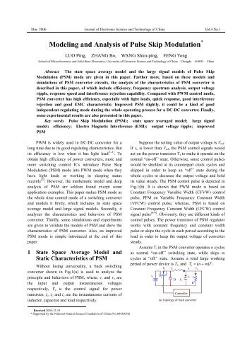 Modeling and Analysis of Pulse Skip Modulation*........LUO Ping ...