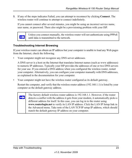 RangeMax Wireless-N 150 Router Setup Manual - netgear