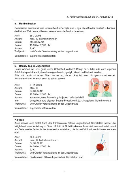 Sommerferienprogramm 2012