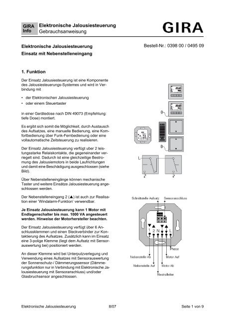 Elektronische Jalousiesteuerung Gebrauchsanweisung - Avolta.de