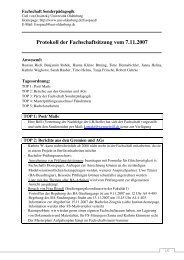 Protokoll der Fachschaft Sonderpädagogik 7.11.07