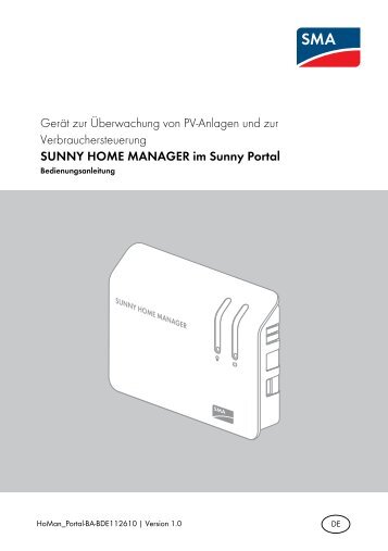 SUNNY HOME MANAGER im Sunny Portal - Bedienungsanleitung