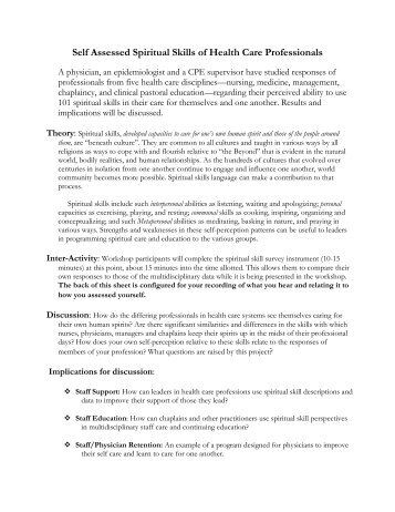 workshop handout - ACPE Research Network