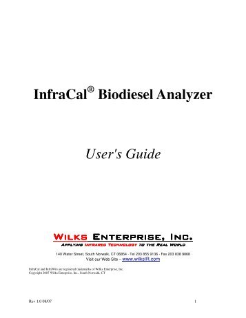 InfraCal Biodiesel Analyzer User's Guide - Wilks Enterprise, Inc.