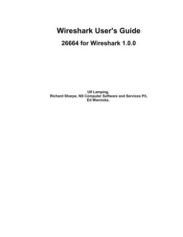 Wireshark User's Guide - Villanova University